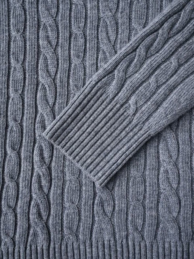 سترة لورو بيانا الرجالية الفاخرة المحبوكة بسحاب (Loro Piana Cable-Knit Zip Cardigan / Sweater)