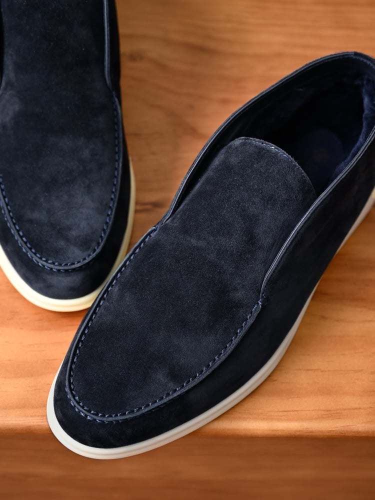حذاء لورو بيانا الرجالي الشمواه الكلاسيكي (Loro Piana Open Walk Classic Suede Shoes)