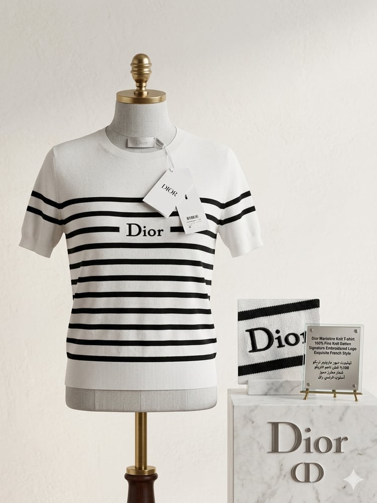 بلوزة ديور (Dior) الفاخرة المخططة بالتصميم الباريسي الكلاسيكي