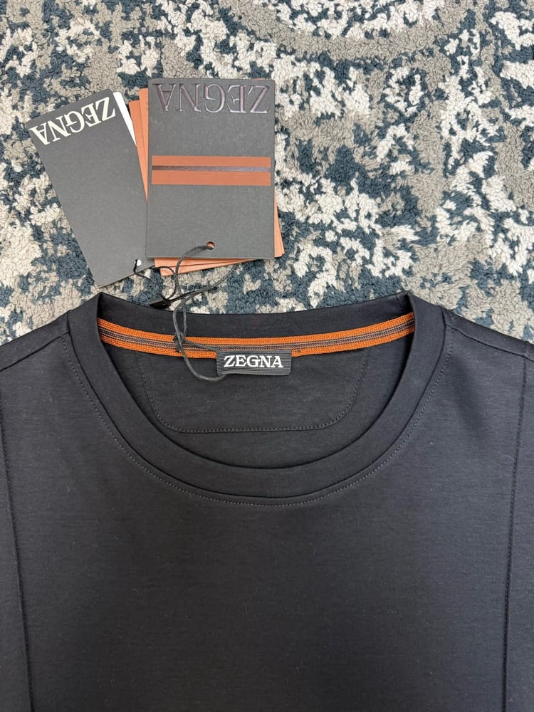 تي-شيرت Zegna الأسود بتفاصيل عصرية