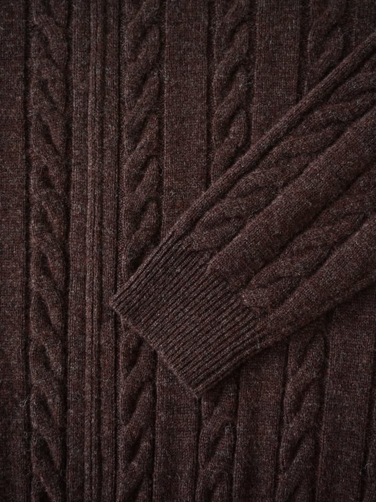 سترة لورو بيانا الرجالية الفاخرة المحبوكة بسحاب (Loro Piana Cable-Knit Zip Cardigan / Sweater)