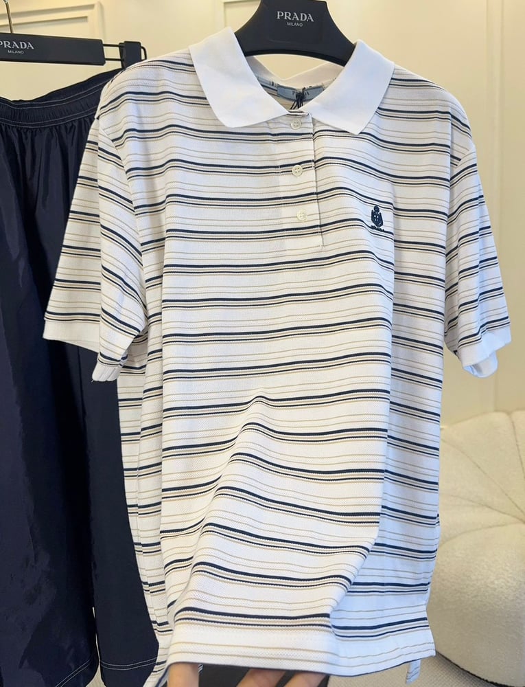 قميص برادا "بولو" المقلم (Prada Striped Polo Shirt)