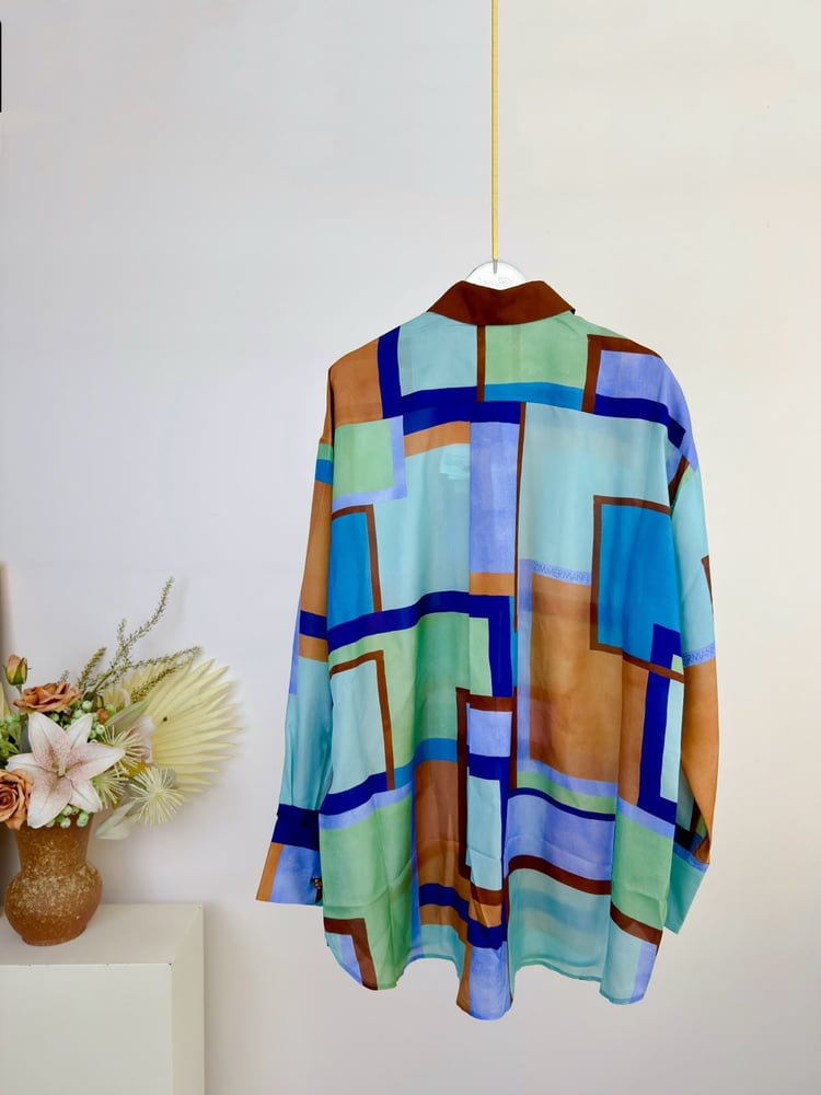طقم "زيمرمان" الحريري بنقشة هندسية (Zimmermann Geometric Silk Set)