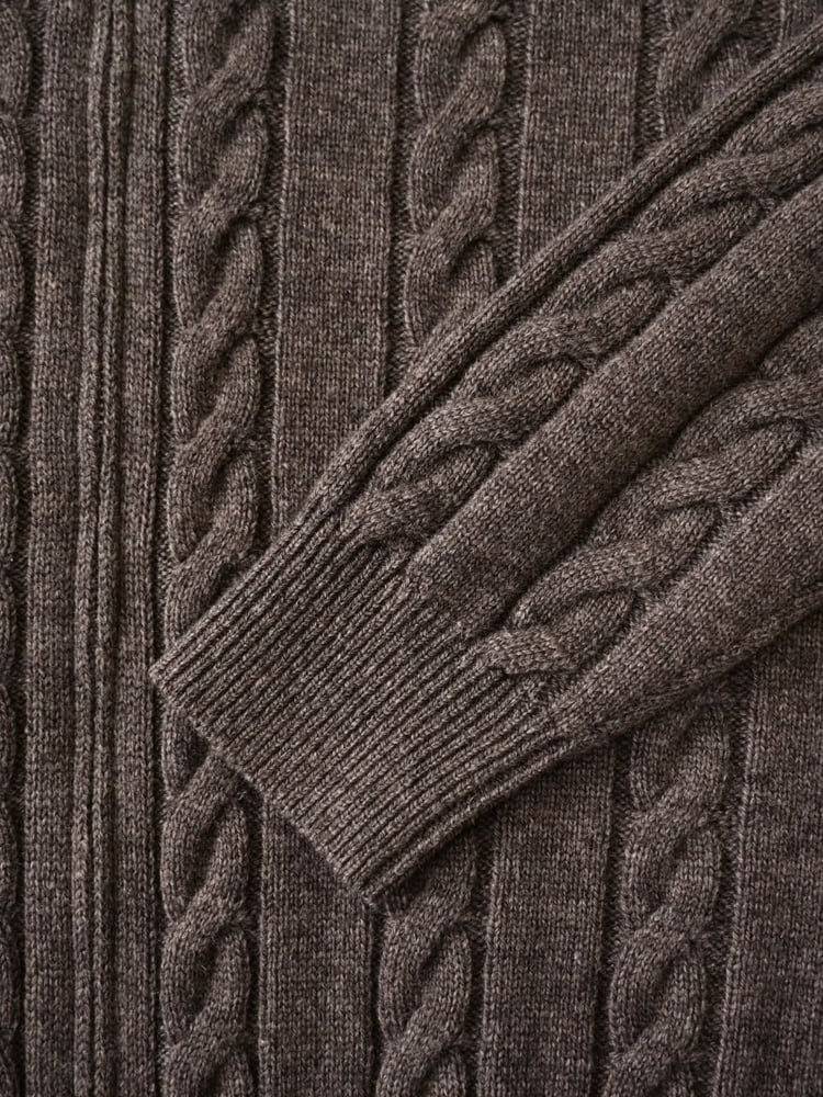 سترة لورو بيانا الرجالية الفاخرة المحبوكة بسحاب (Loro Piana Cable-Knit Zip Cardigan / Sweater)