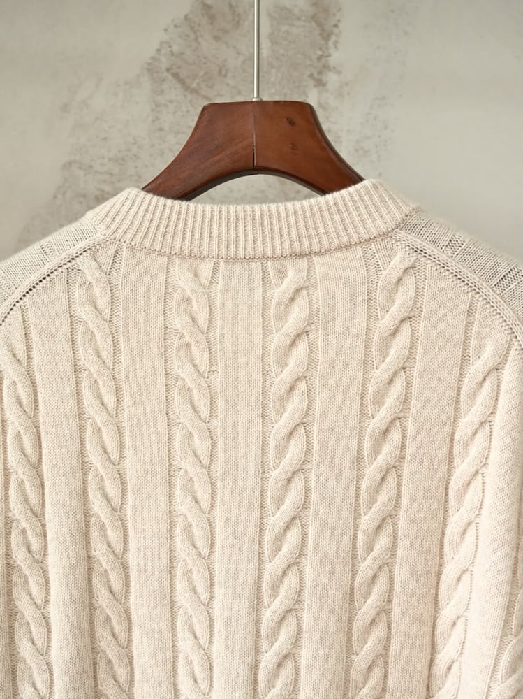 سترة لورو بيانا الرجالية الفاخرة المحبوكة بسحاب (Loro Piana Cable-Knit Zip Cardigan / Sweater)