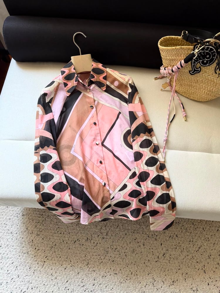 قميص "بويتشي" القطني بنقشة هندسية (Pucci Cotton Printed Shirt)