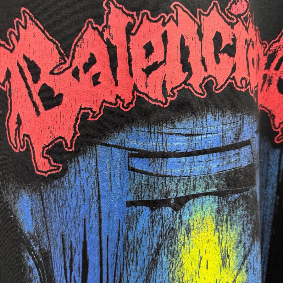 تيشيرت بالنسياغا (Balenciaga) أسود فينتاج بطبعة Couture الغرافيكية