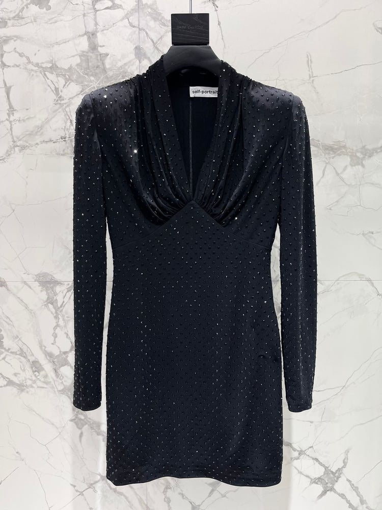 فستان السهرة الأسود المرصع (Midnight Studded Mini Dress)
