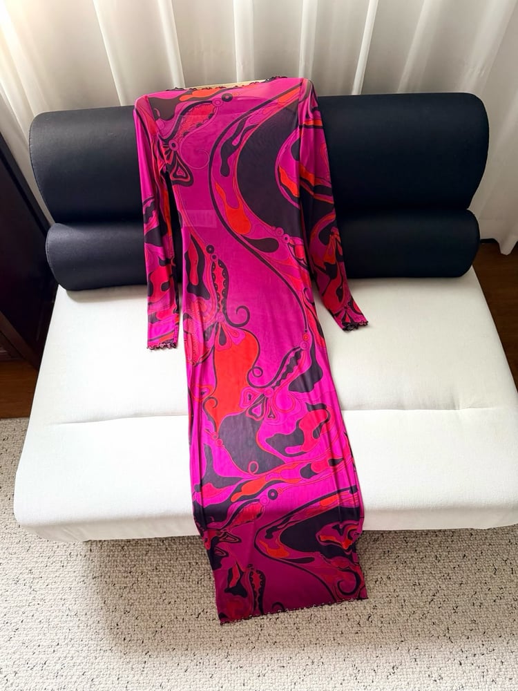فستان "بوتشي" الشبكي طويل الأكمام (Emilio Pucci Mesh Maxi Dress)