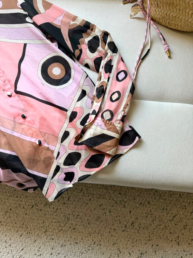 قميص "بويتشي" القطني بنقشة هندسية (Pucci Cotton Printed Shirt)