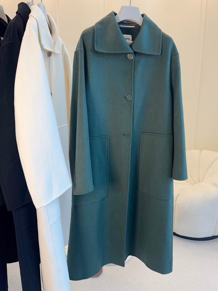 معطف "هيرميس" (Hermès) النسائي الطويل الفاخر من الصوف