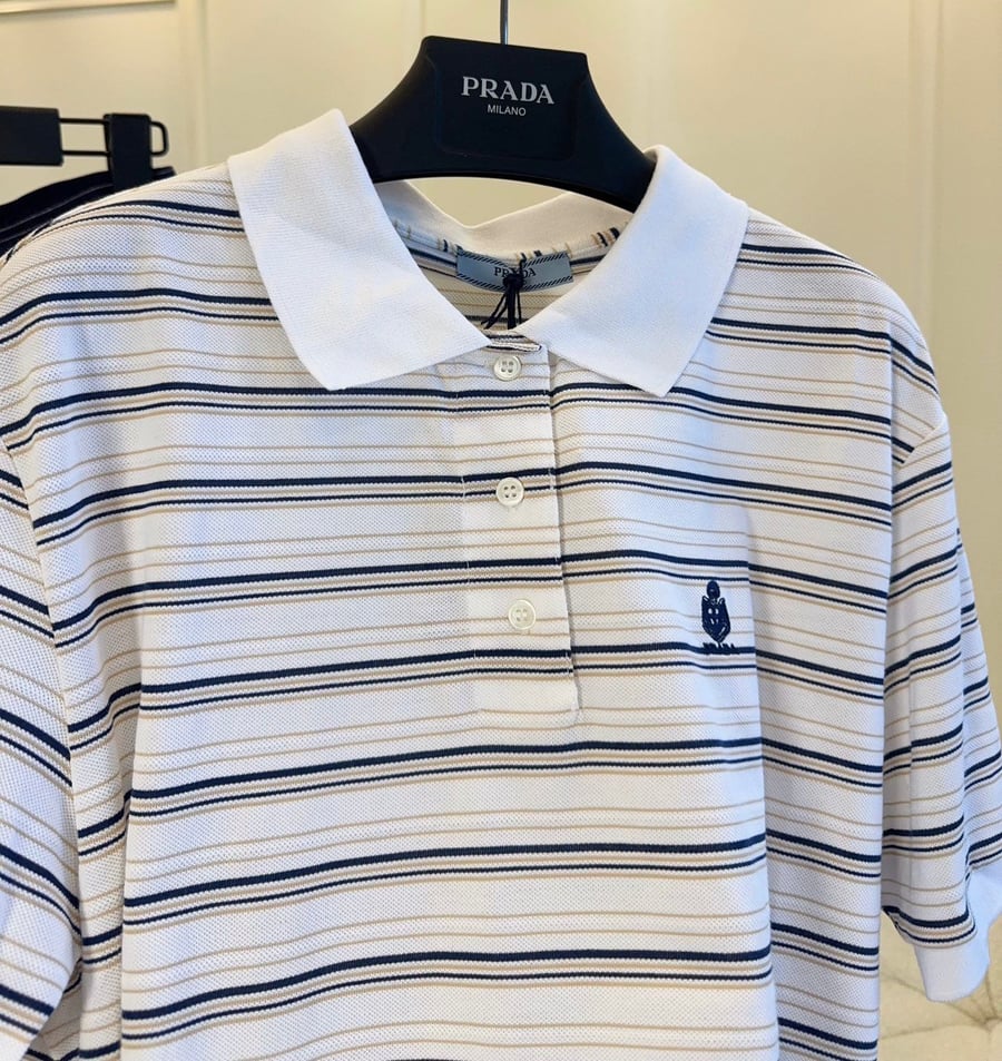 قميص برادا "بولو" المقلم (Prada Striped Polo Shirt)