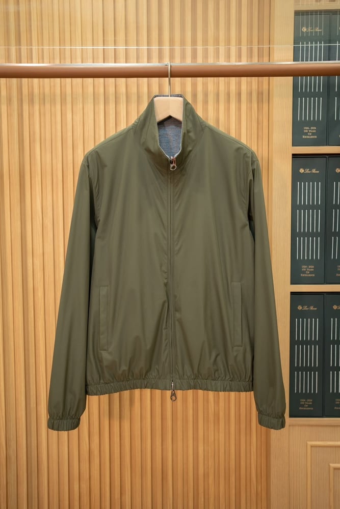 جاكيت بومبر ثنائي الوجه بأكمام طويلة من لورو بيانا | Loro Piana Reversible Bomber