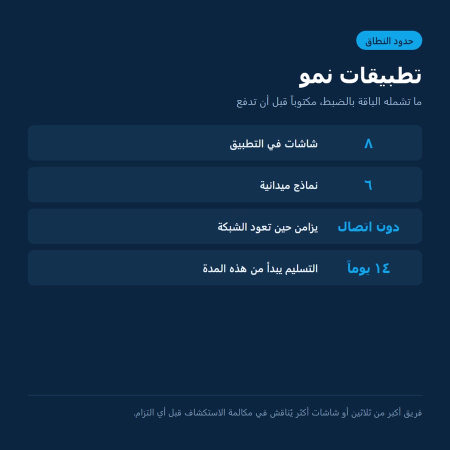 حدود نطاق تطبيقات نمو