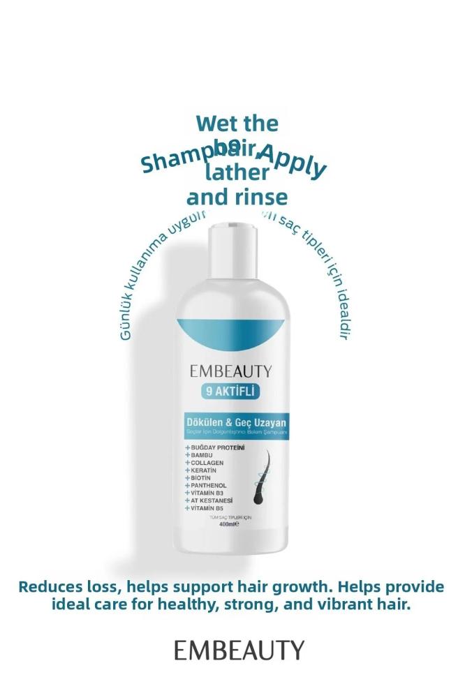 Embeauty شامبو سريع المفعول بالكولاجين والكيراتين، مضاد لتساقط الشعر، مغذٍ ومجدد للشعر