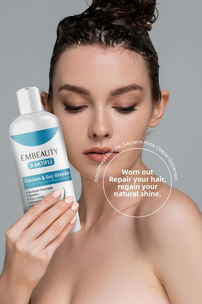 Embeauty شامبو سريع المفعول بالكولاجين والكيراتين، مضاد لتساقط الشعر، مغذٍ ومجدد للشعر