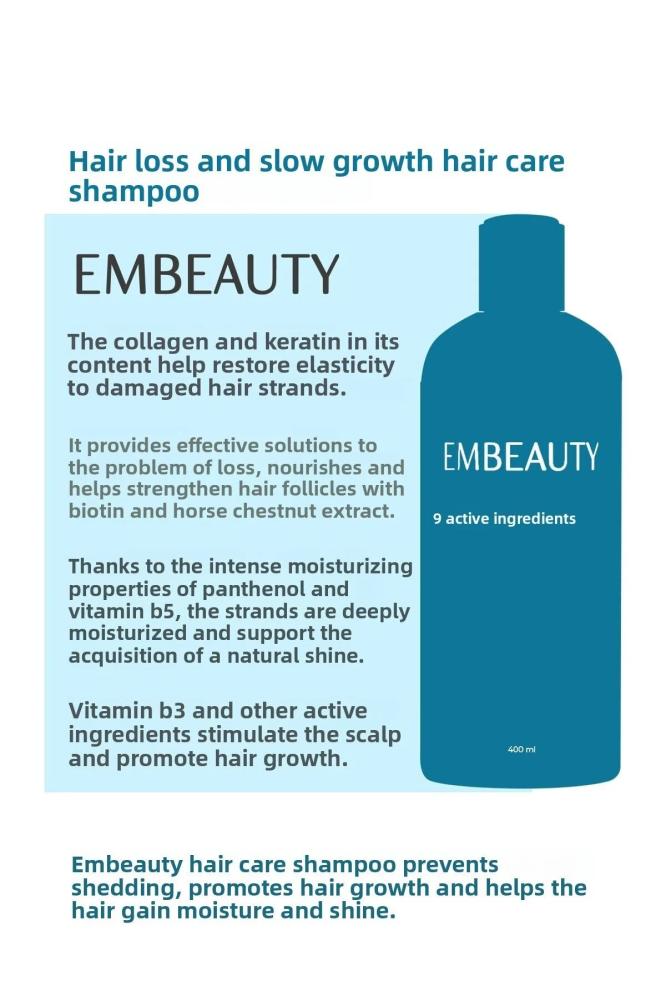 Embeauty شامبو سريع المفعول بالكولاجين والكيراتين، مضاد لتساقط الشعر، مغذٍ ومجدد للشعر