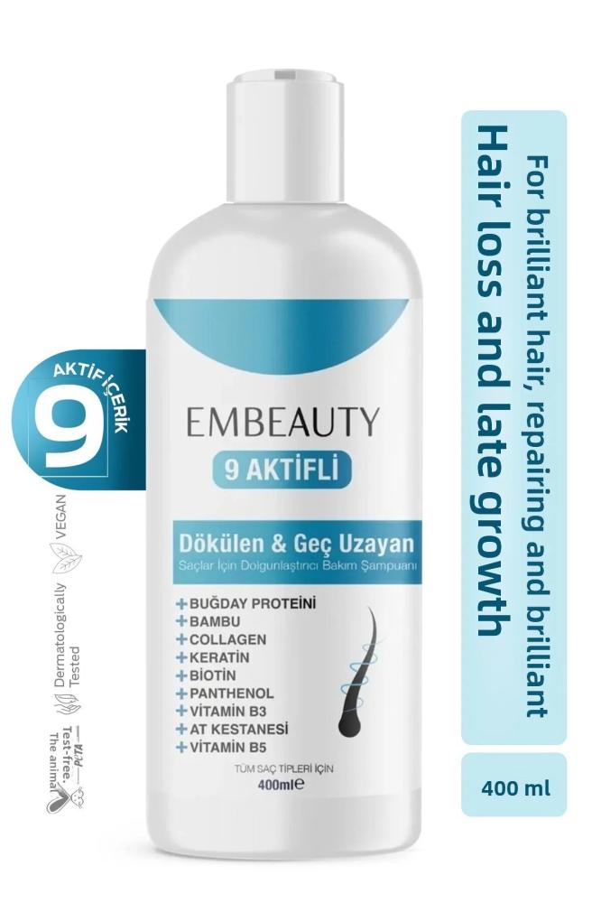 Embeauty شامبو سريع المفعول بالكولاجين والكيراتين، مضاد لتساقط الشعر، مغذٍ ومجدد للشعر