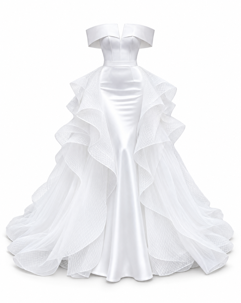 فستان زفاف أبيض ملكي تصميم خاص