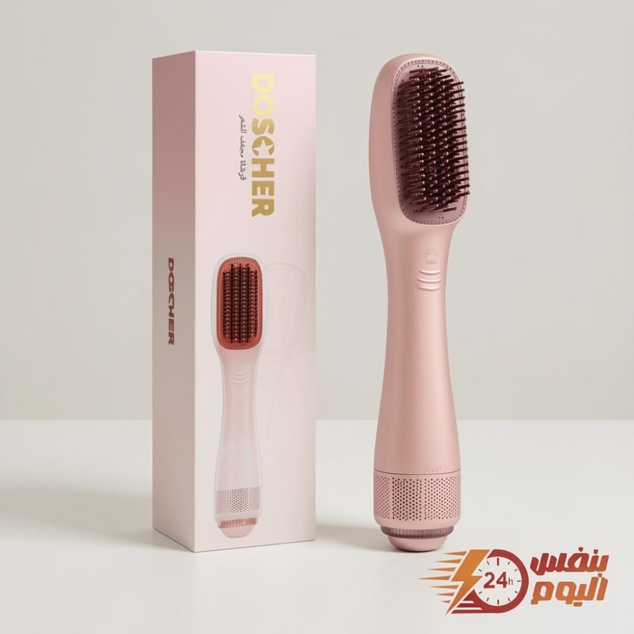 DOSCHER 3-in-1 Hair Dryer Brush Ceramic Dryer, Styler & Straightener 1200W – Pink/Rose Gold