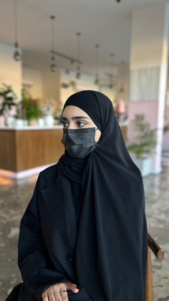 نقاب مشبك حرير+طرحه ربط +طرحه بندانه