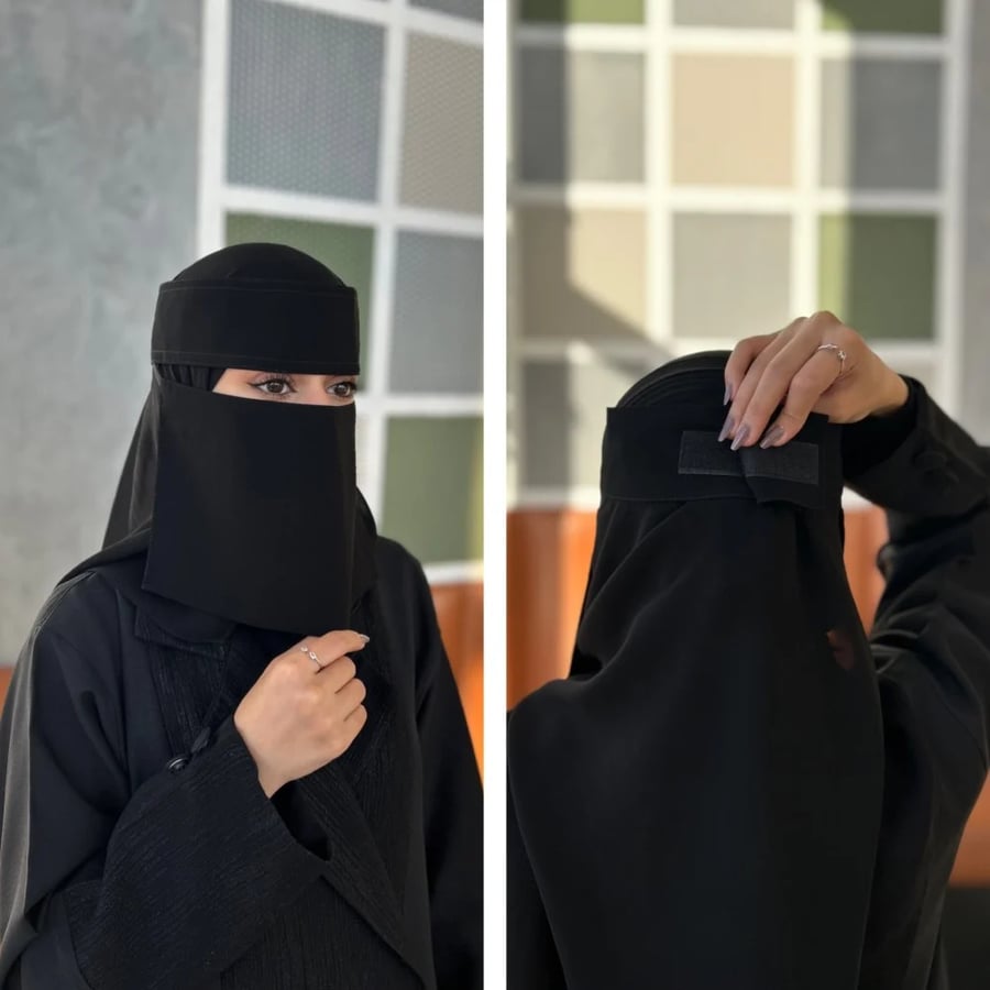 نقابين لاصق وسط+نقاب قصير عادي