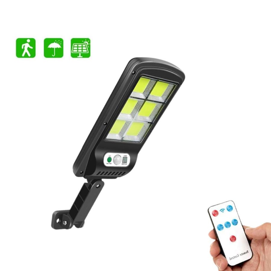 Street lamp powered by solar energy, equipped with motion sensor, two levels of lighting, and a remote control with 3 operating modes