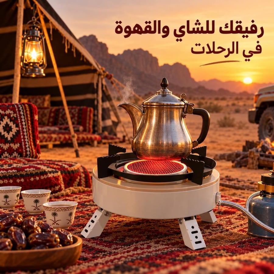موقد غاز للرحلات و التخييم بقوة 2800 واط مقاوم للرياح مع لي غاز 60 سم