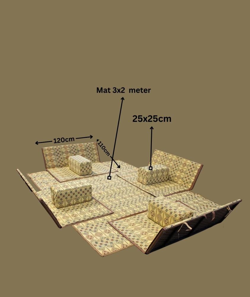 Floor seating for camping with luxurious design and elegant side tables - 120x110x25 cm