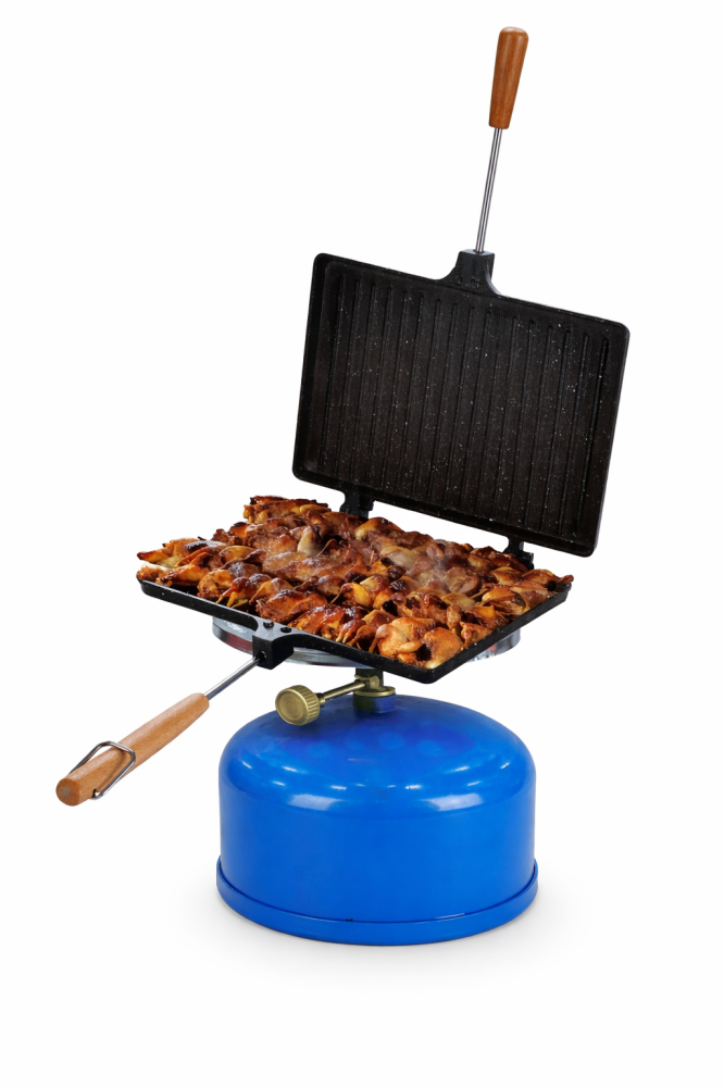 Double grilling pan with wooden handle – 38740 black