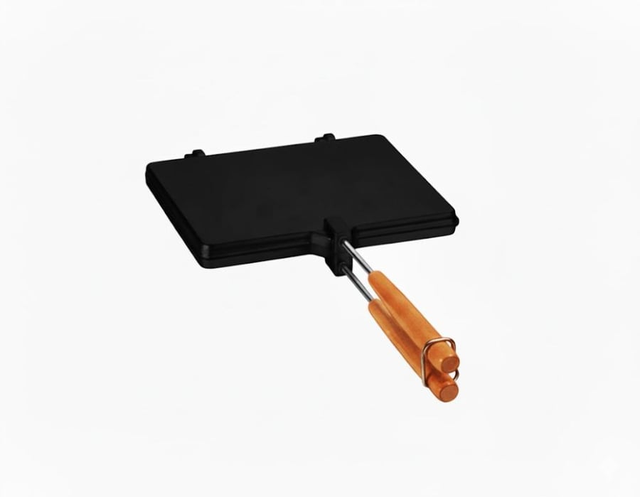 Double grilling pan with wooden handle – 38740 black
