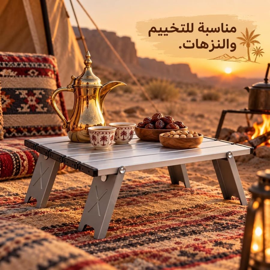 طاولة تخييم ألمنيوم قابلة للطي 41 × 29 × 13 سم للرحلات والكشتات