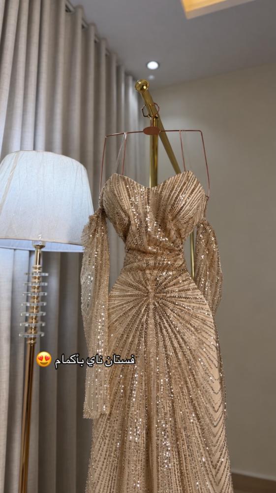 فستان سهره تطريز خرز باكمام