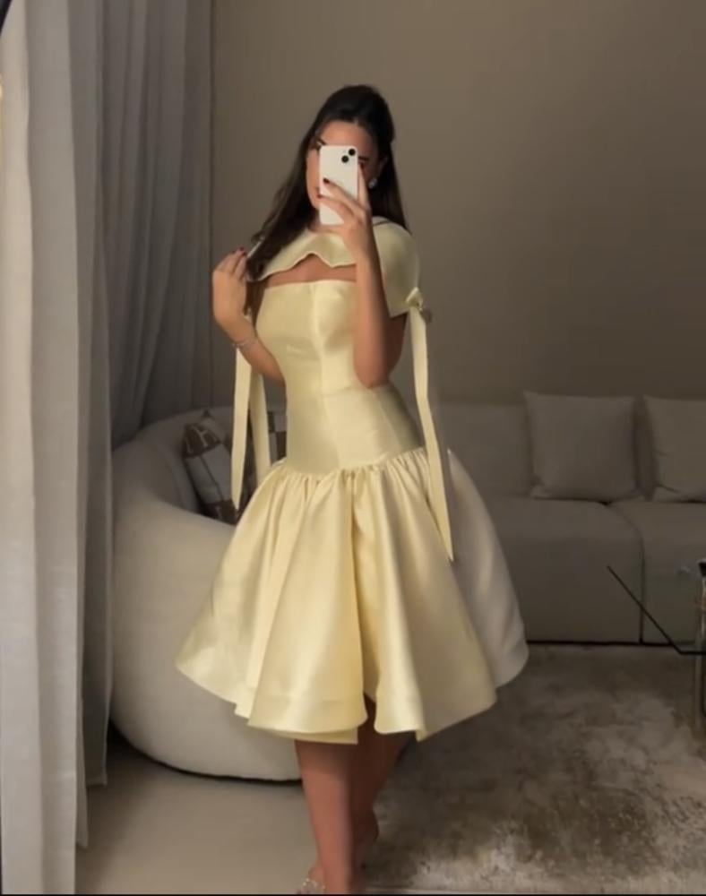 Soft lemon elegant dress