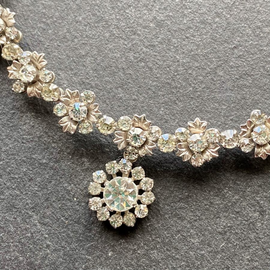 Crystal Flower Vintage Necklace
