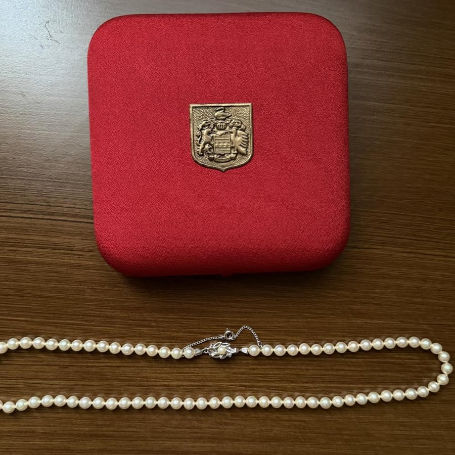 Vintage Majorica Cream Pearl Necklace with Original Box