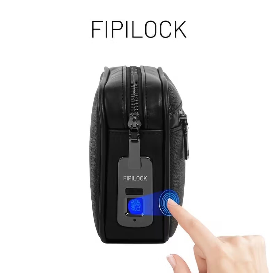حقيبة يد ذكية بقفل بصمة FIPILOCK – أسود