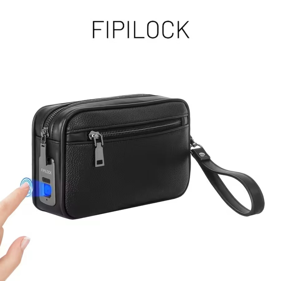 حقيبة يد ذكية بقفل بصمة FIPILOCK – أسود