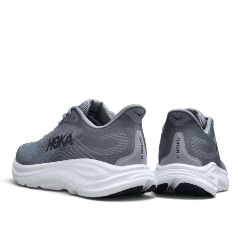 حذاء هوكا كليفتون 11 (HOKA Clifton 11) رمادي مع ابيض للجنسين