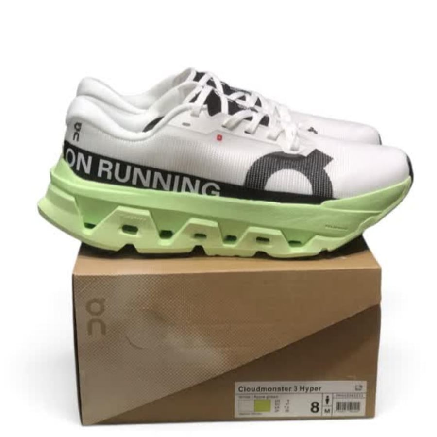حذاء اون راننج كلاود مونستر 3 هايبر On Running Cloudmonster 3 Hyper ابيض مع اخضر فاتح للجنسين
