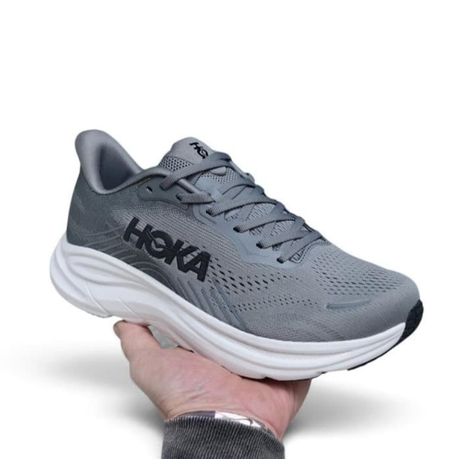 حذاء هوكا كليفتون 11 (HOKA Clifton 11) رمادي مع ابيض للجنسين
