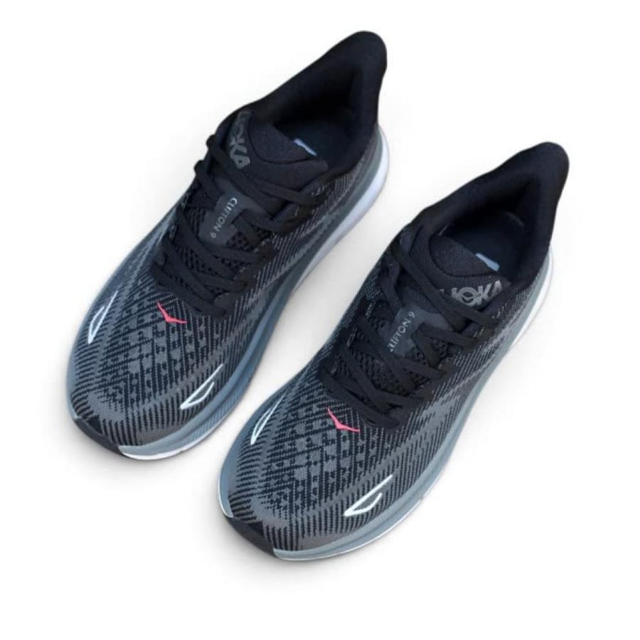 حذاء هوكا ون ون كليفتون 9 (HOKA ONE ONE Clifton 9) اسود مع رمادي رجالي
