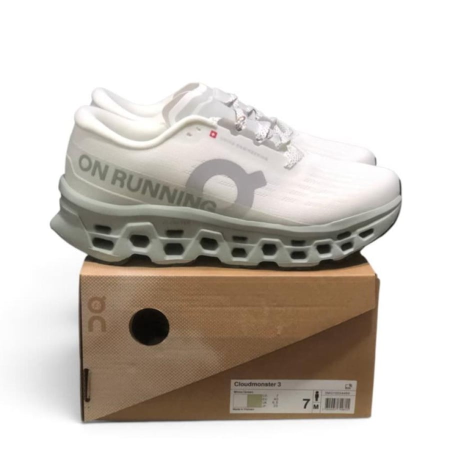 حذاء اون راننج كلاود مونستر On Running Cloudmonster 3) 3) ابيض مع رمادي للجنسين