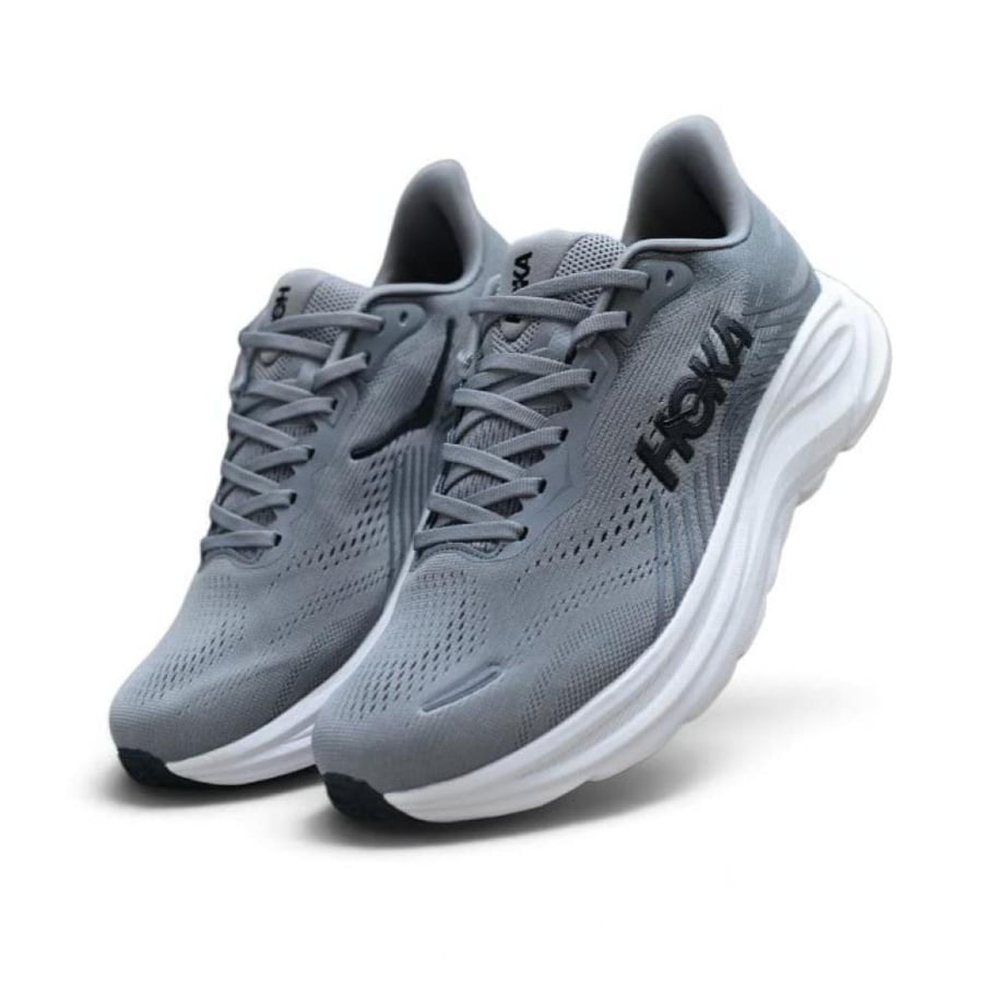 حذاء هوكا كليفتون 11 (HOKA Clifton 11) رمادي مع ابيض للجنسين