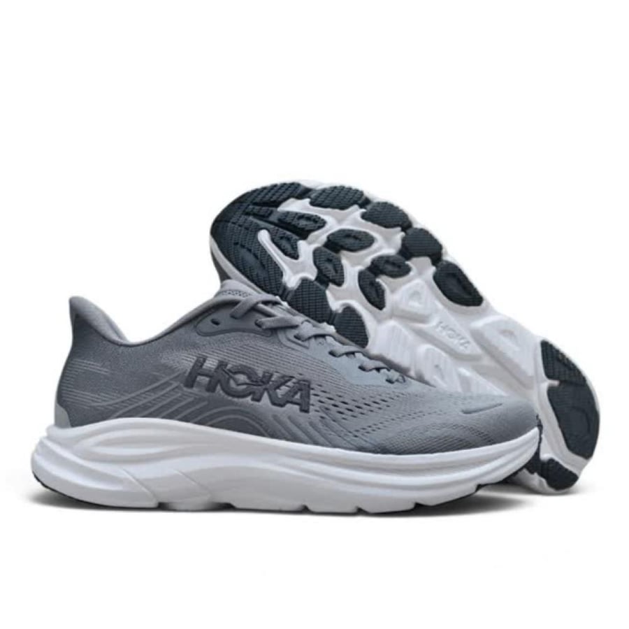 حذاء هوكا كليفتون 11 (HOKA Clifton 11) رمادي مع ابيض للجنسين