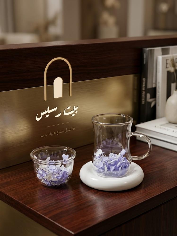 طقم ضيافة فاخر زجاجي ثلاثي الأبعاد بالزهور (36 قطعة)