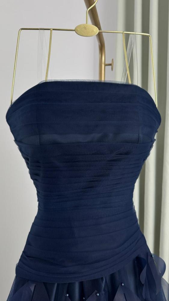 Luxury party dress in dark navy blue