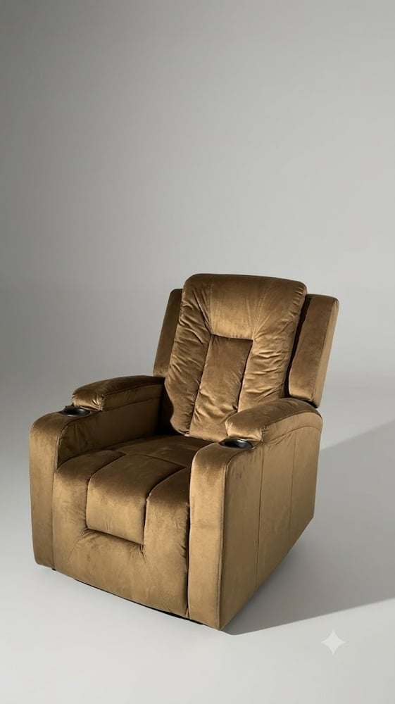 كرسي استرخاء مع وظيفة هزازة ودوران لون بني