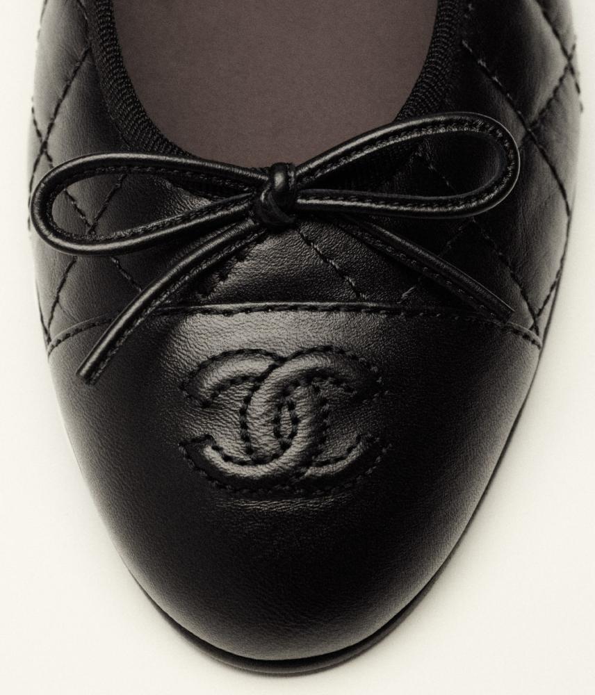 Chanel Ballerina Black Quilted Bow — باليرينا شانيل أسود كيلتد فيونكة