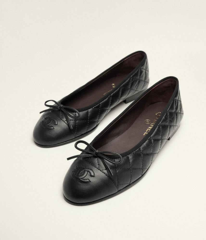 Chanel Ballerina Black Quilted Bow — باليرينا شانيل أسود كيلتد فيونكة
